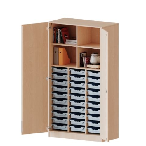 Kast driekoloms, 5 ordnerhoogte met 2 deuren 5 ordnerhoogte en 30 ondiepe boxen