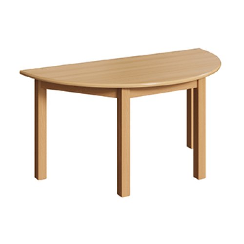 Tafel, beuken hout, halfrond, 120x60 cm