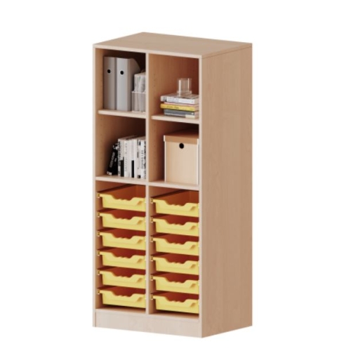 Kast tweekoloms, 4 ordnerhoogte met ondiepe boxen