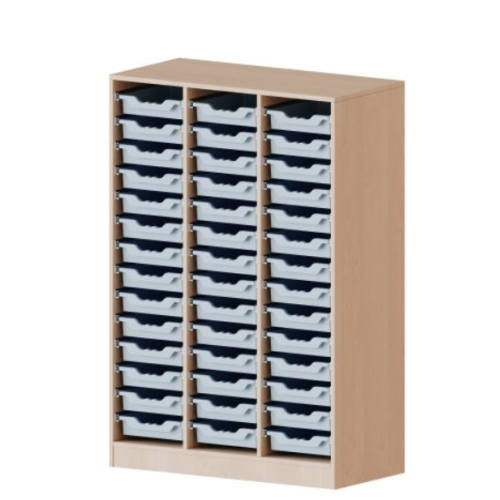 Kast driekoloms, 4 ordnerhoogte met ondiepe boxen