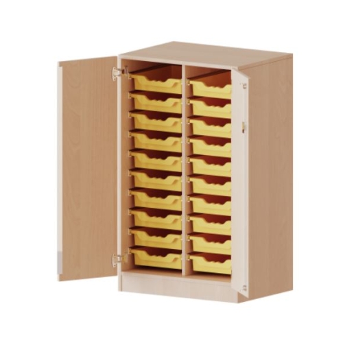 Kast tweekoloms, 3 ordnerhoogte met 2 deuren en 20 ondiepe boxen