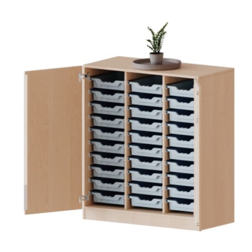 Kast driekoloms, 3 ordnerhoogte met 2 deuren en 30 ondiepe boxen